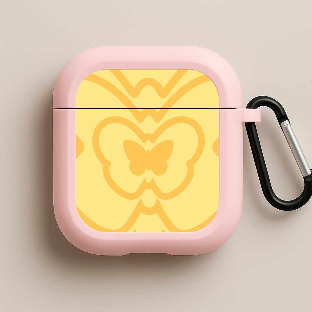 Abstract Orange Butterfly Pink AirPods Case