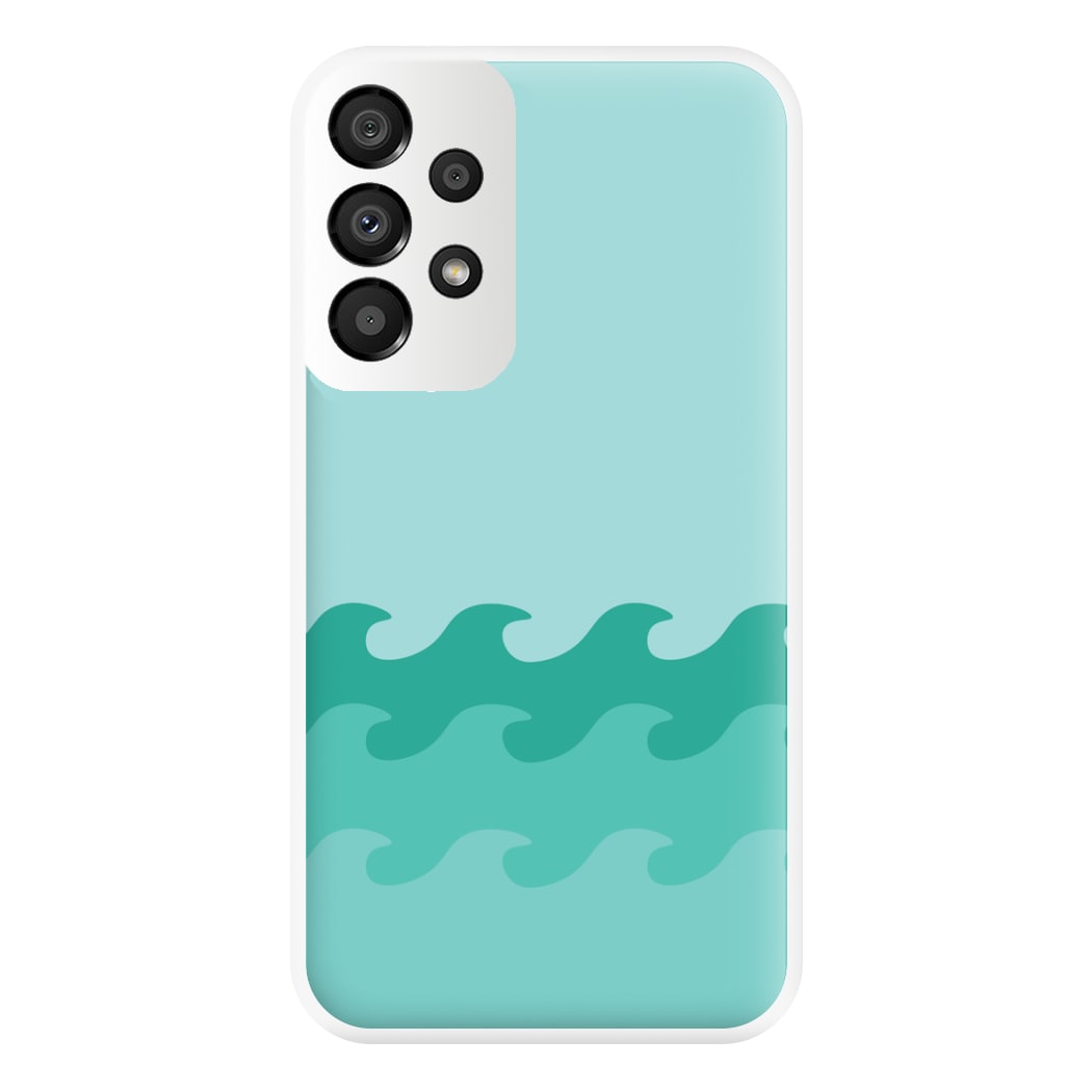 Cyan Beach Waves Pattern Phone Case for Galaxy A33