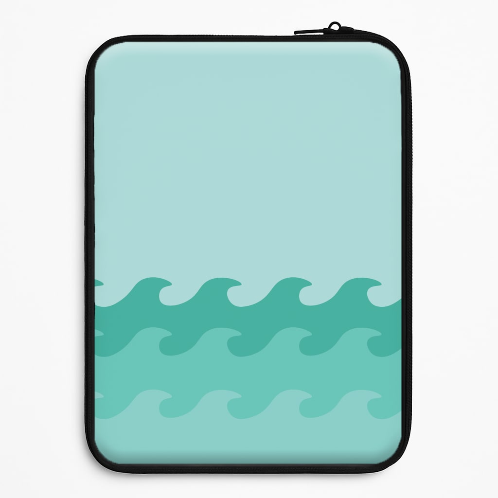 Cyan Beach Waves Pattern Universal Laptop Sleeve