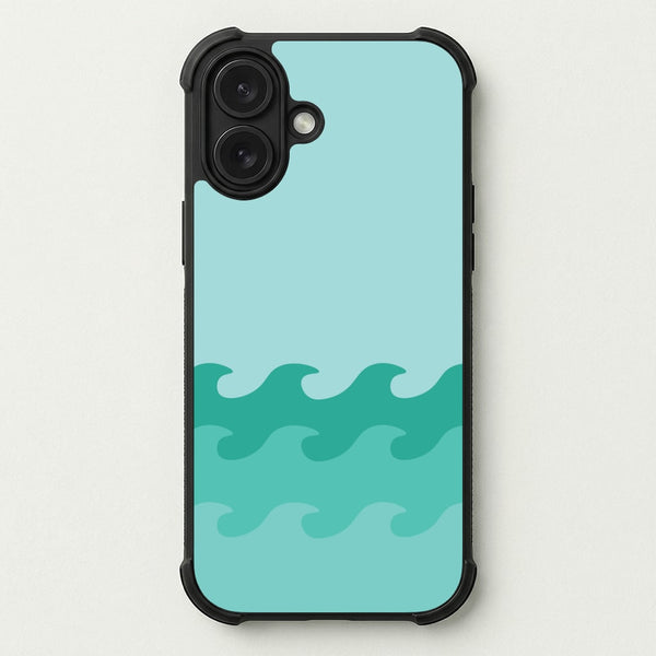 Cyan Beach Waves Pattern Phone Case — Bumper case