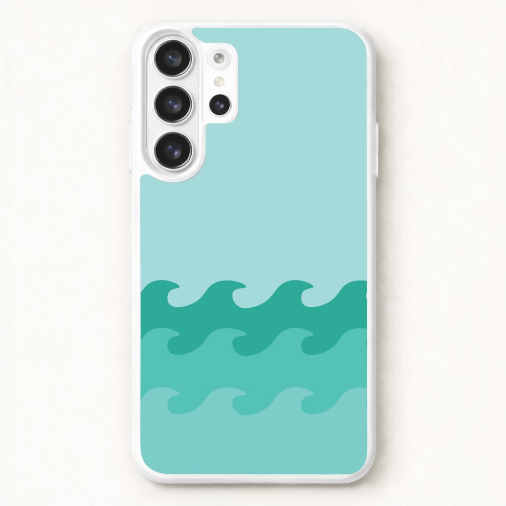 Cyan Beach Waves Pattern Phone Case for Galaxy S26 Ultra