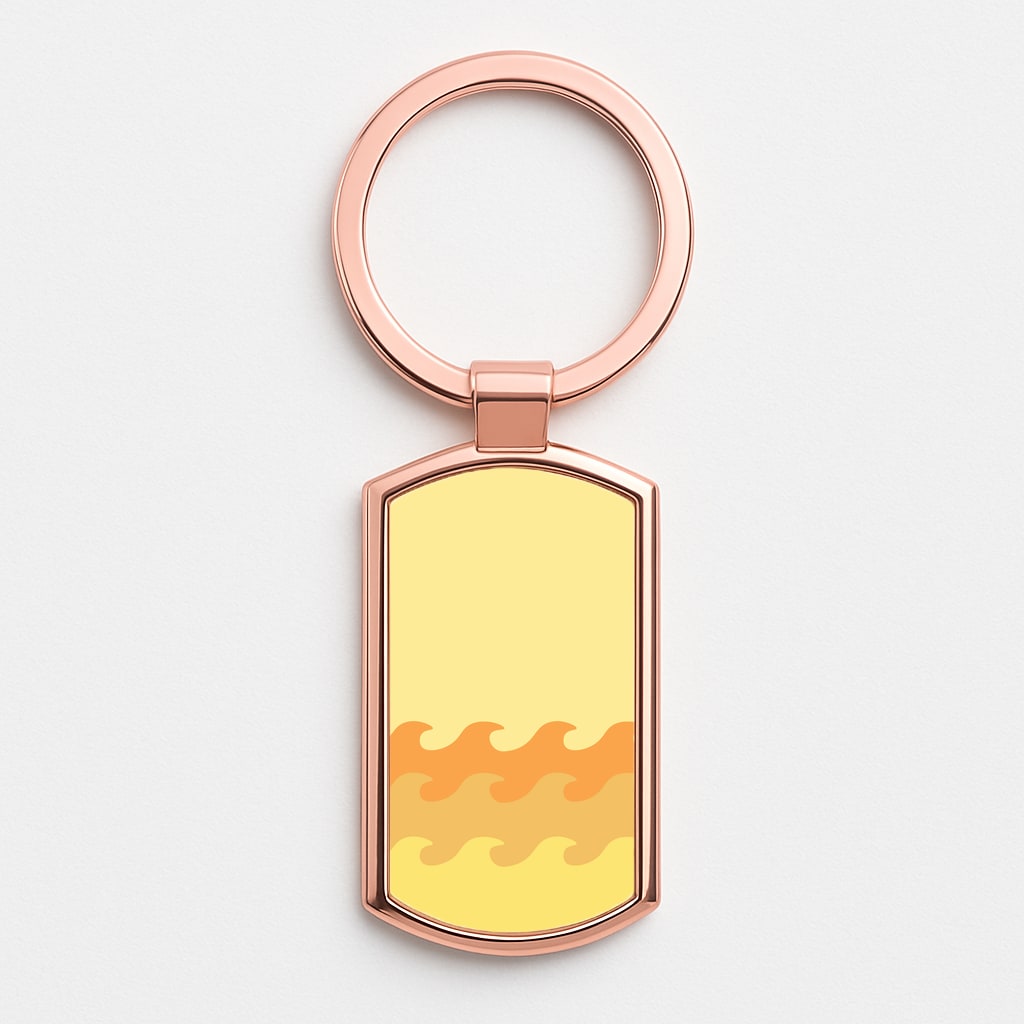Orange Beach Waves Pattern Rose Gold Keyring