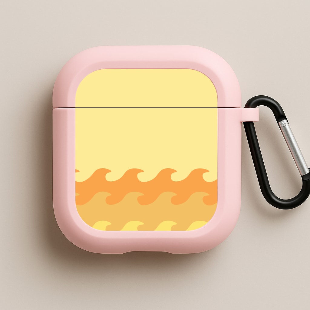 Orange Beach Waves Pattern Pink AirPods Case