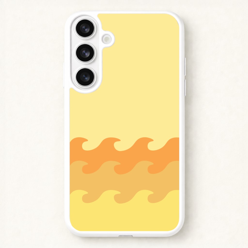 Orange Beach Waves Pattern Phone Case for Galaxy S26 Plus
