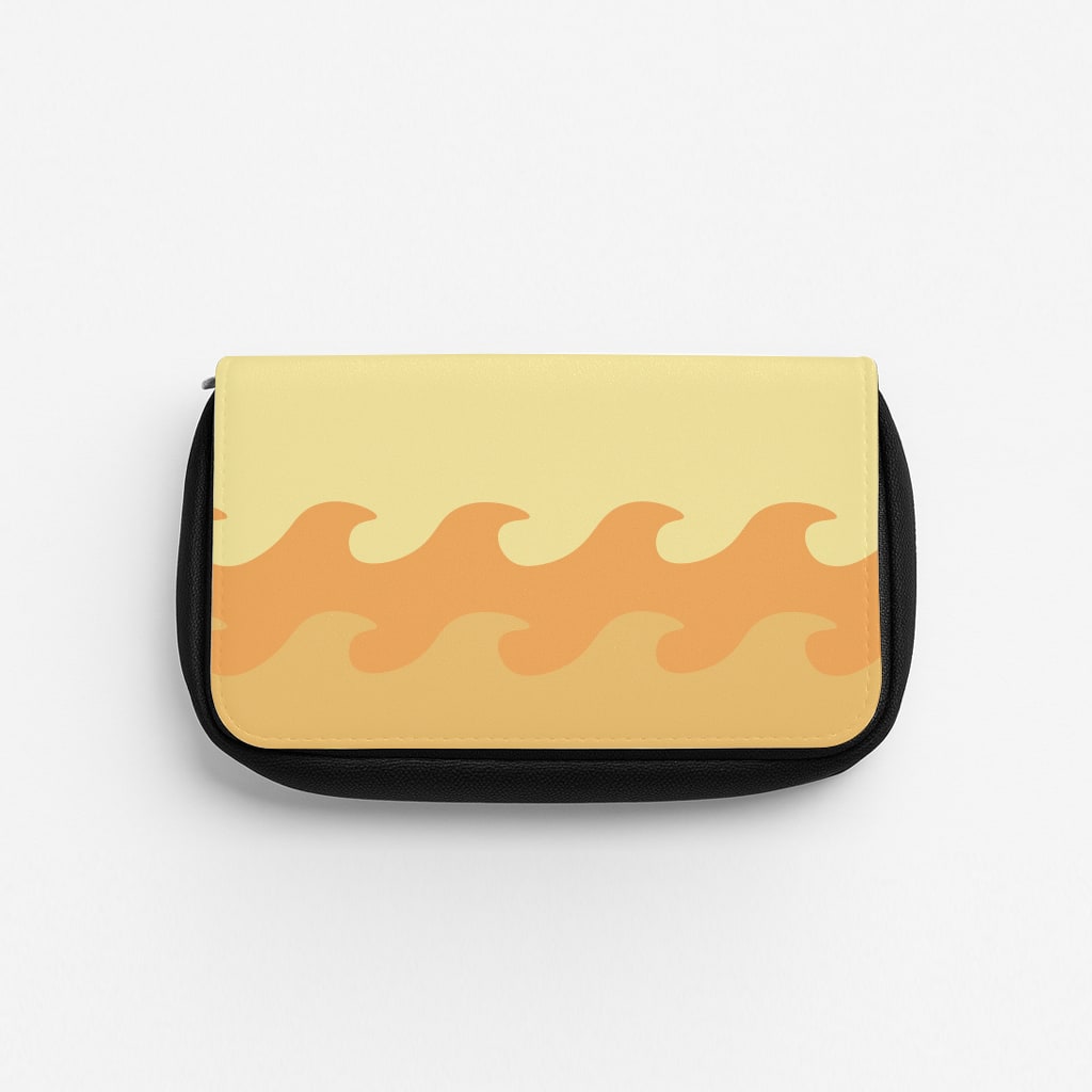 Orange Beach Waves Pattern Pencil Case