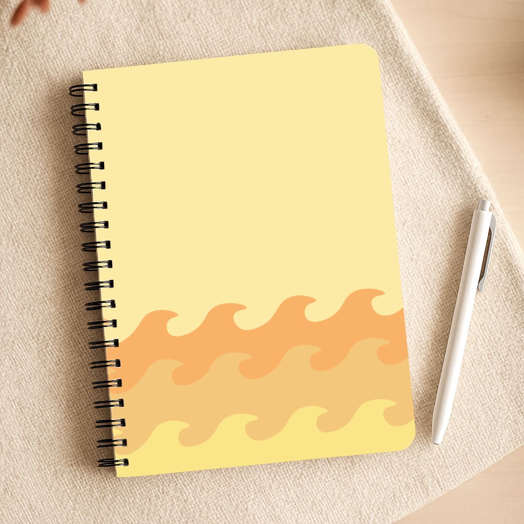Orange Beach Waves Pattern Notepad