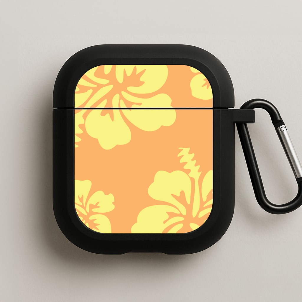 Orange And Yellow Hawaiian Flowers Pattern AirPods Case