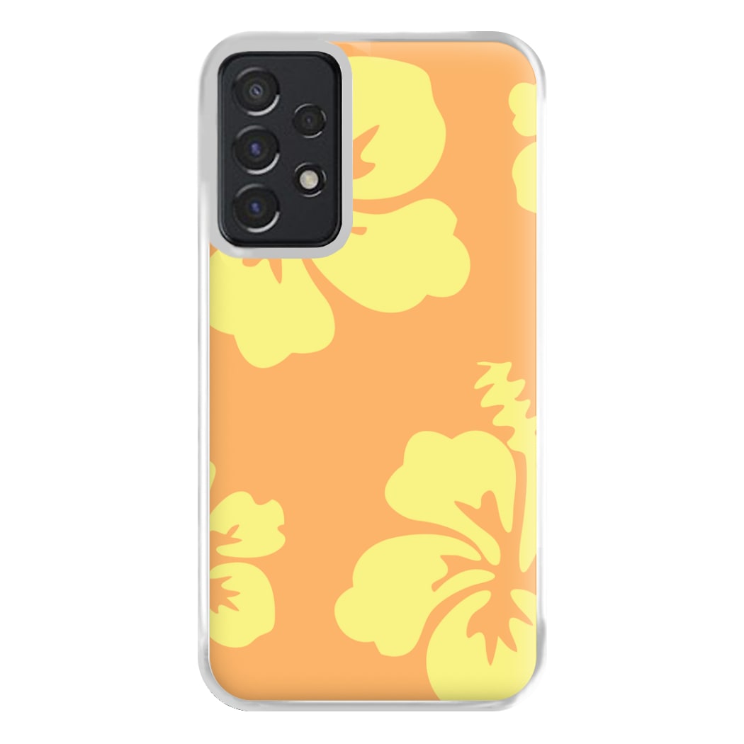 Orange And Yellow Hawaiian Flowers Pattern Phone Case for Galaxy A52 / A52s