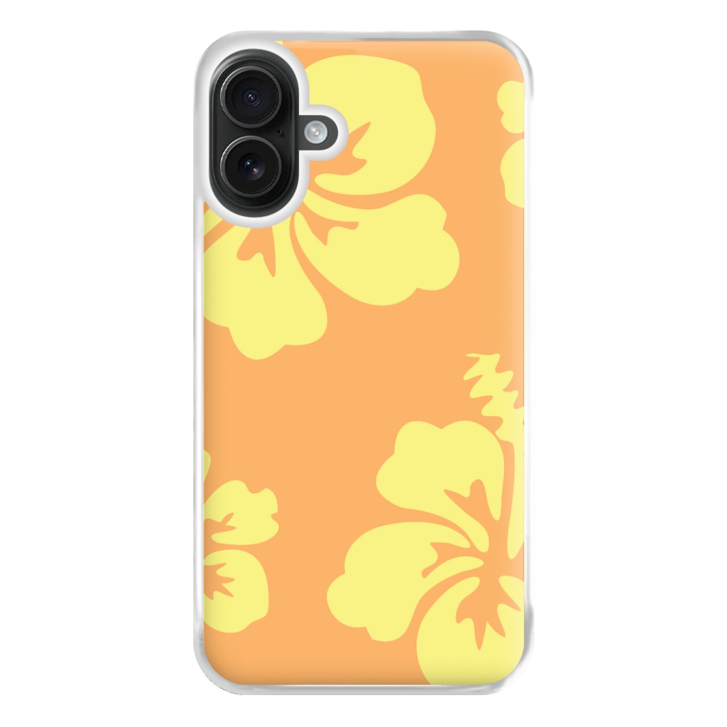 Orange And Yellow Hawaiian Flowers Pattern Phone Case for iPhone 16 Plus