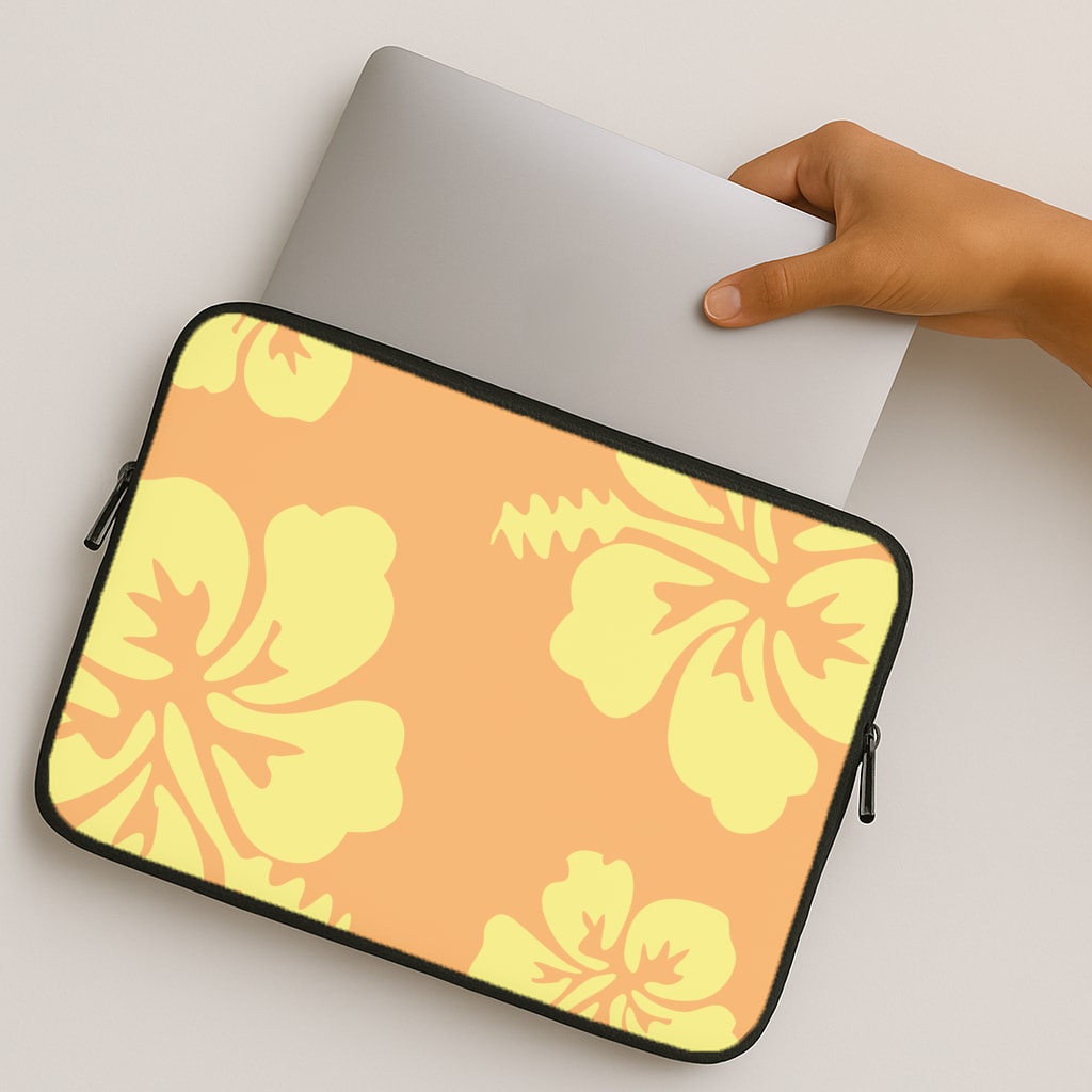 Orange And Yellow Hawaiian Flowers Pattern MacBook Case