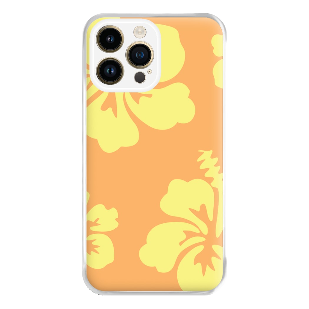 Orange And Yellow Hawaiian Flowers Pattern Phone Case for iPhone 14 Pro Max