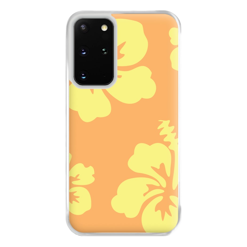 Orange And Yellow Hawaiian Flowers Pattern Phone Case for Galaxy S20 Plus