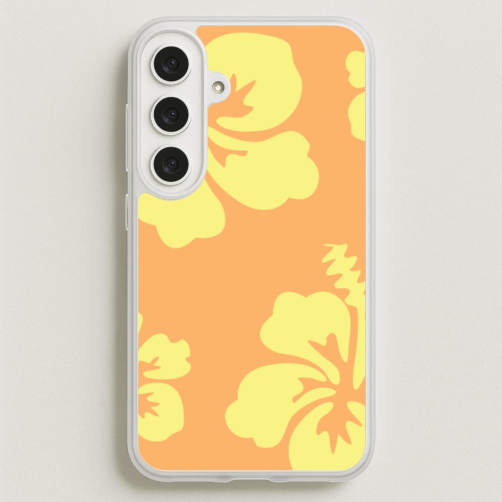 Orange And Yellow Hawaiian Flowers Pattern Phone Case for Galaxy S25FE