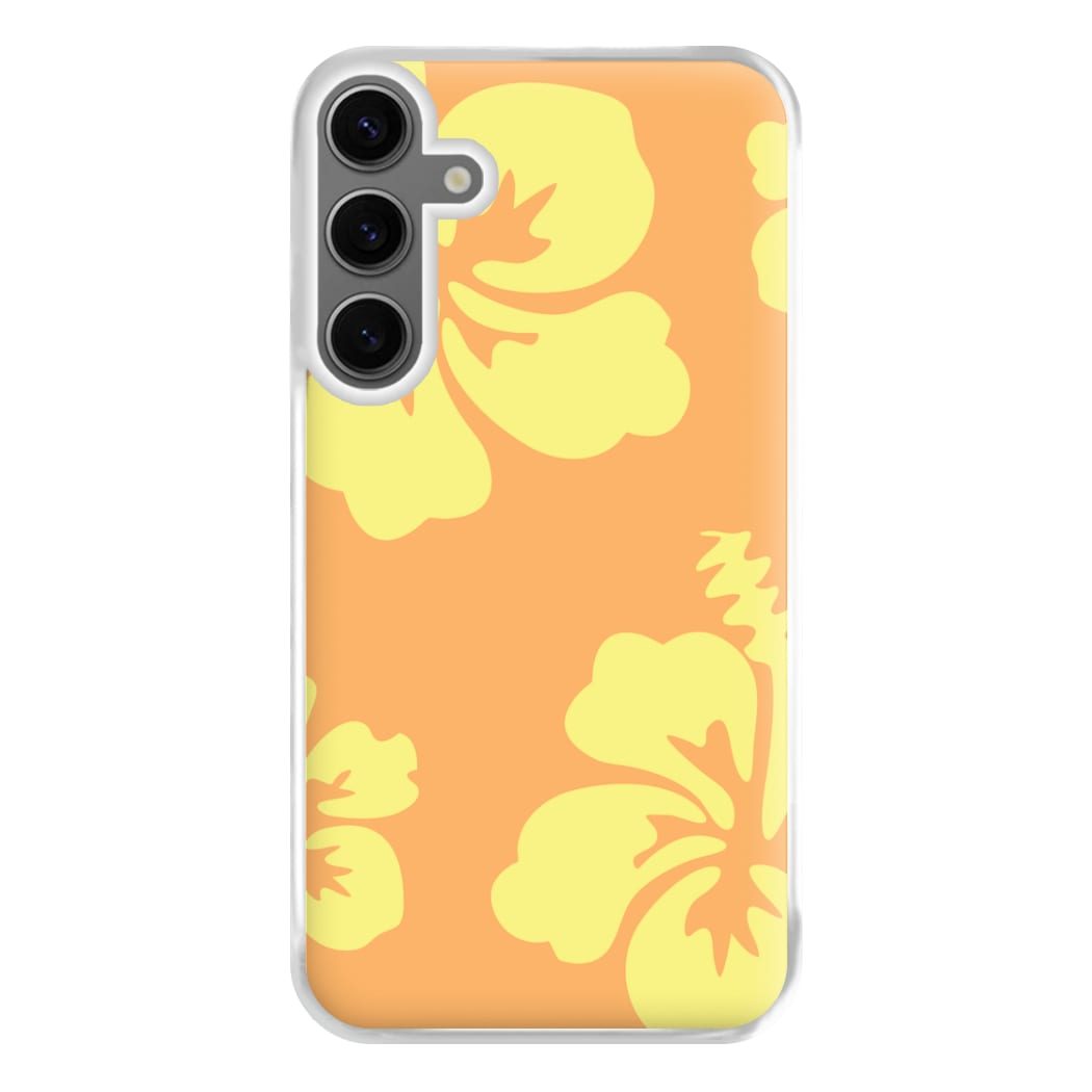 Orange And Yellow Hawaiian Flowers Pattern Phone Case for Galaxy S24FE