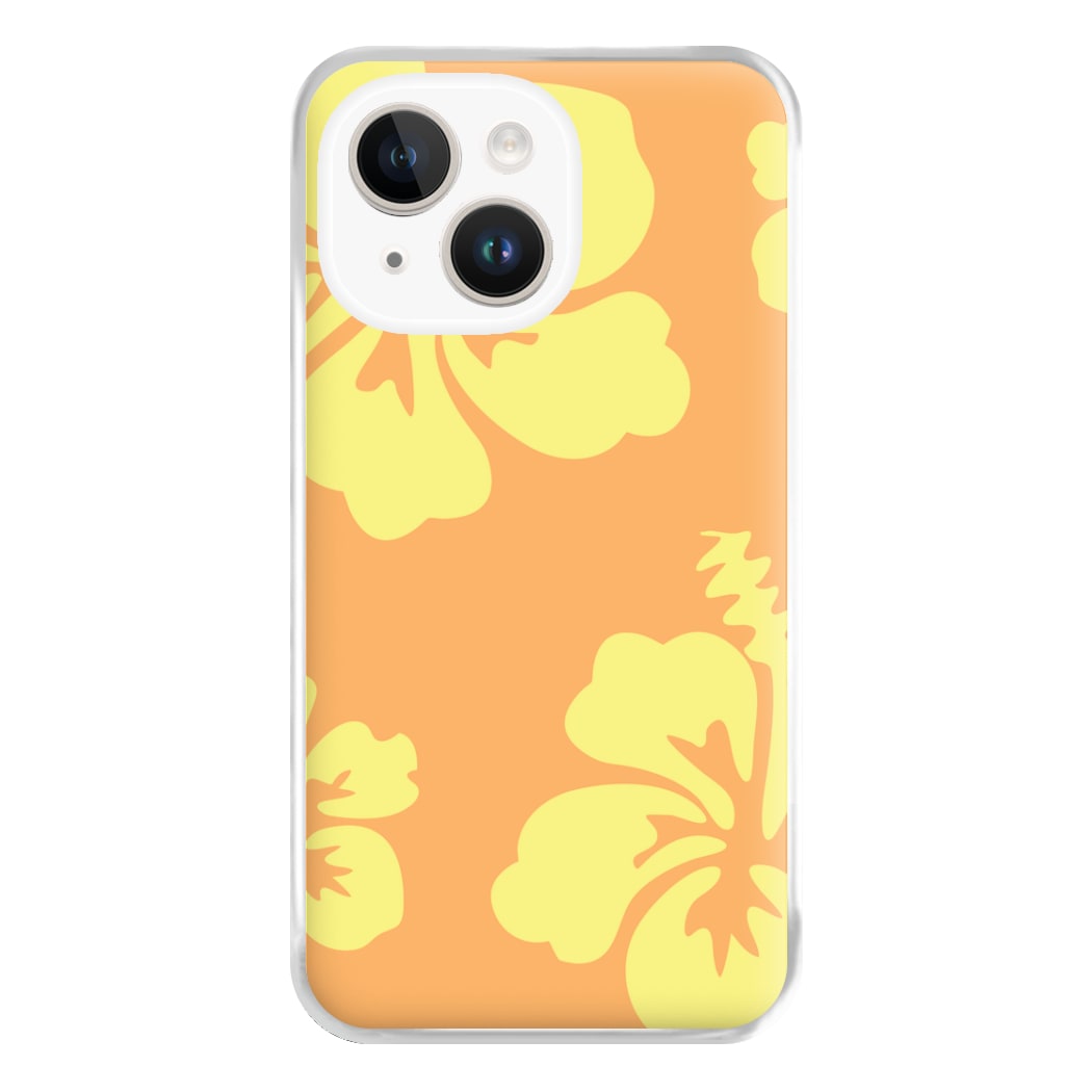 Orange And Yellow Hawaiian Flowers Pattern Phone Case for iPhone 14 Plus