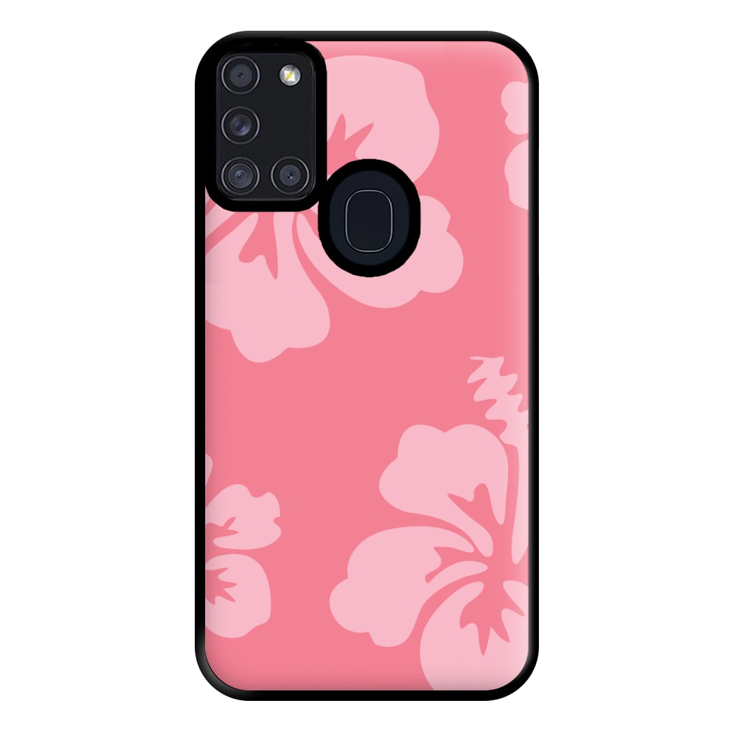 Pink Hawaiian Flowers Pattern Phone Case for Galaxy A21s