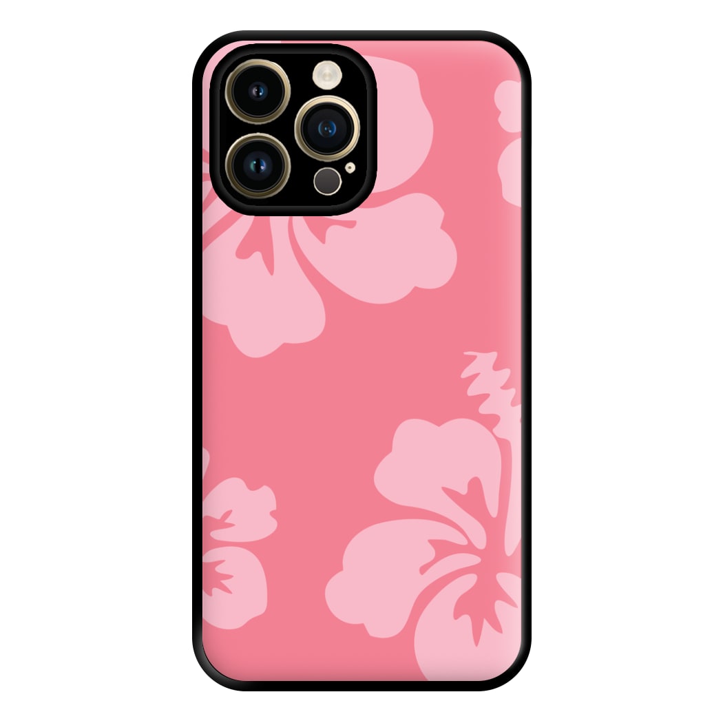 Pink Hawaiian Flowers Pattern Phone Case for iPhone 14 Pro Max