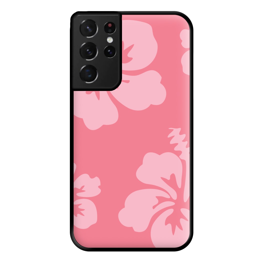 Pink Hawaiian Flowers Pattern Phone Case for Galaxy S21 Ultra