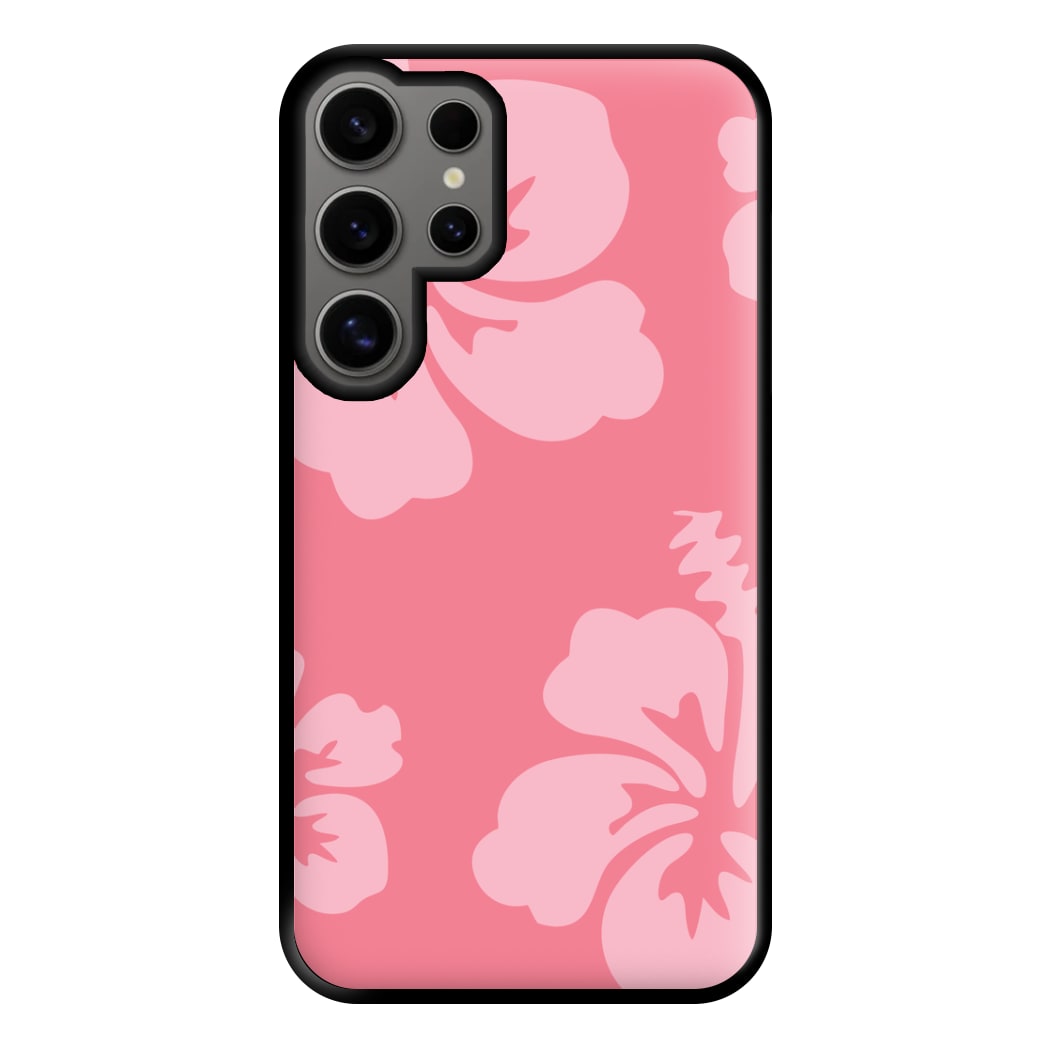 Pink Hawaiian Flowers Pattern Phone Case for Galaxy S24 Ultra