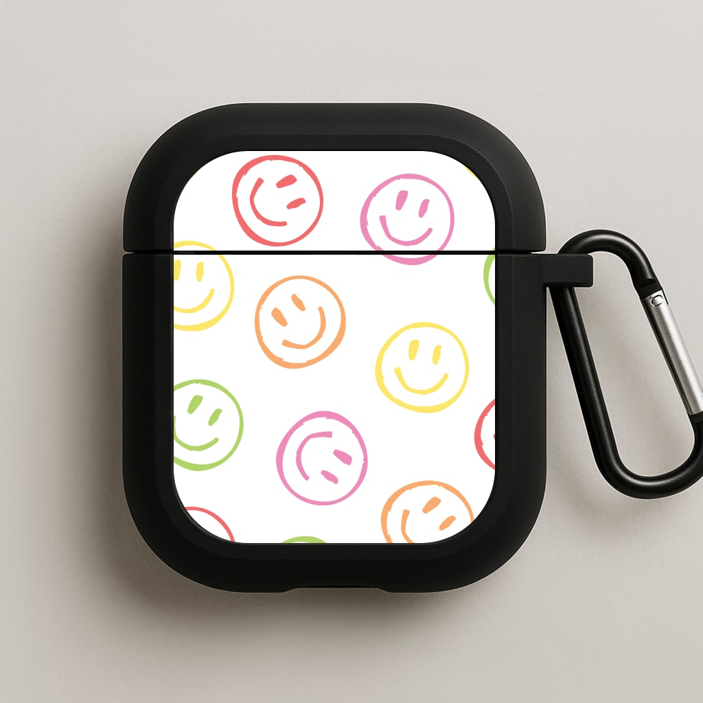 Colourful Sketched Smileys Pattern AirPods Case