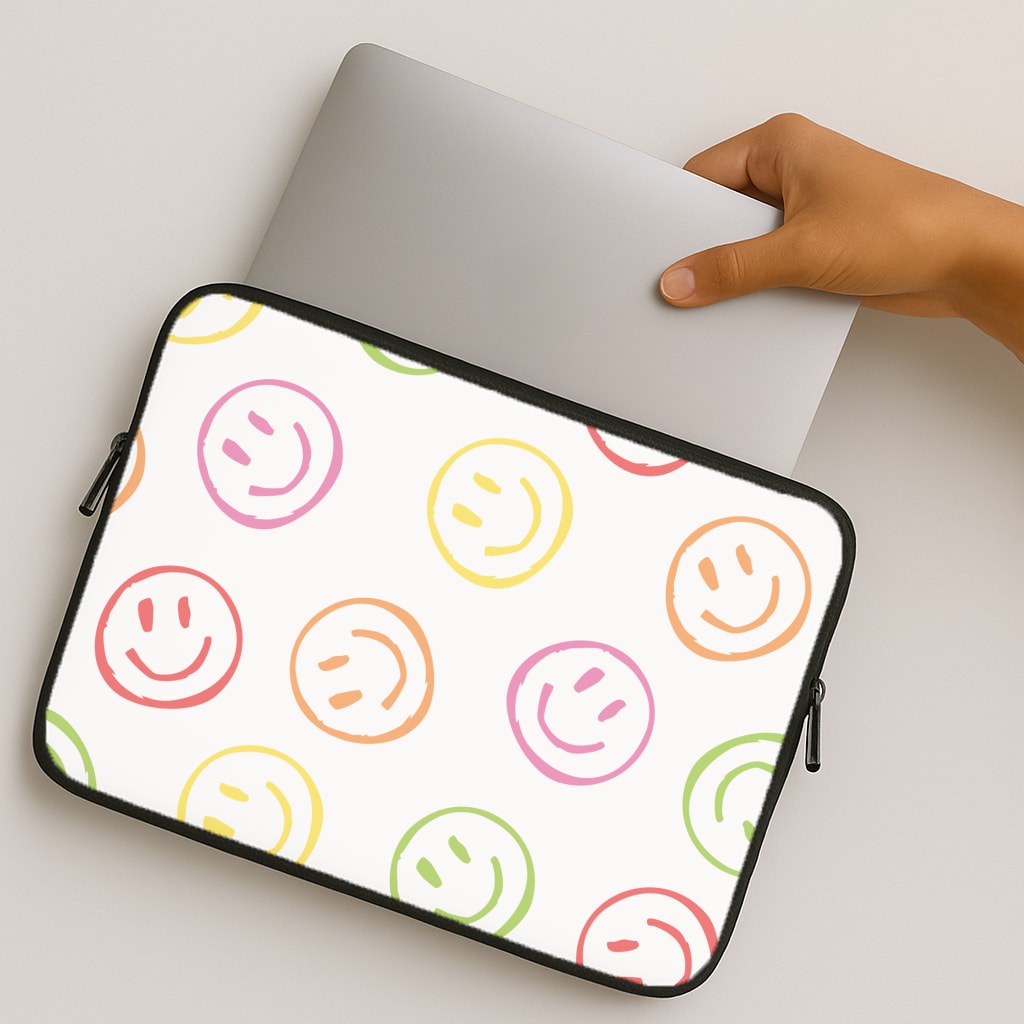 Colourful Sketched Smileys Pattern MacBook Case