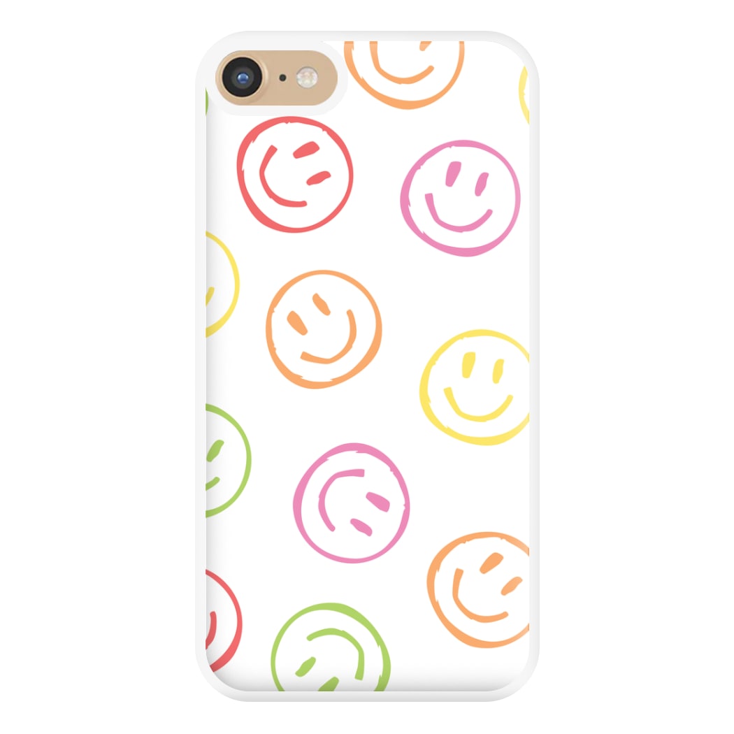 Colourful Sketched Smileys Pattern Phone Case for iPhone 6 / 7 / 8 / SE
