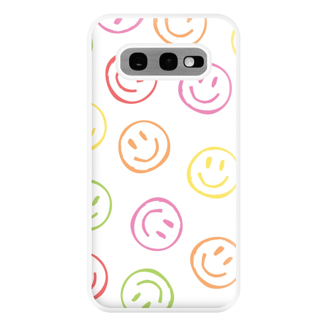 Colourful Sketched Smileys Pattern Phone Case for Galaxy S10e