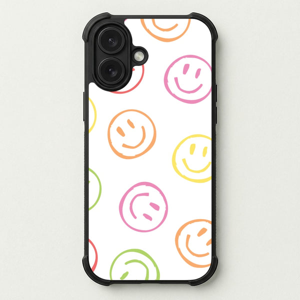 Colourful Sketched Smileys Pattern Phone Case — Bumper case