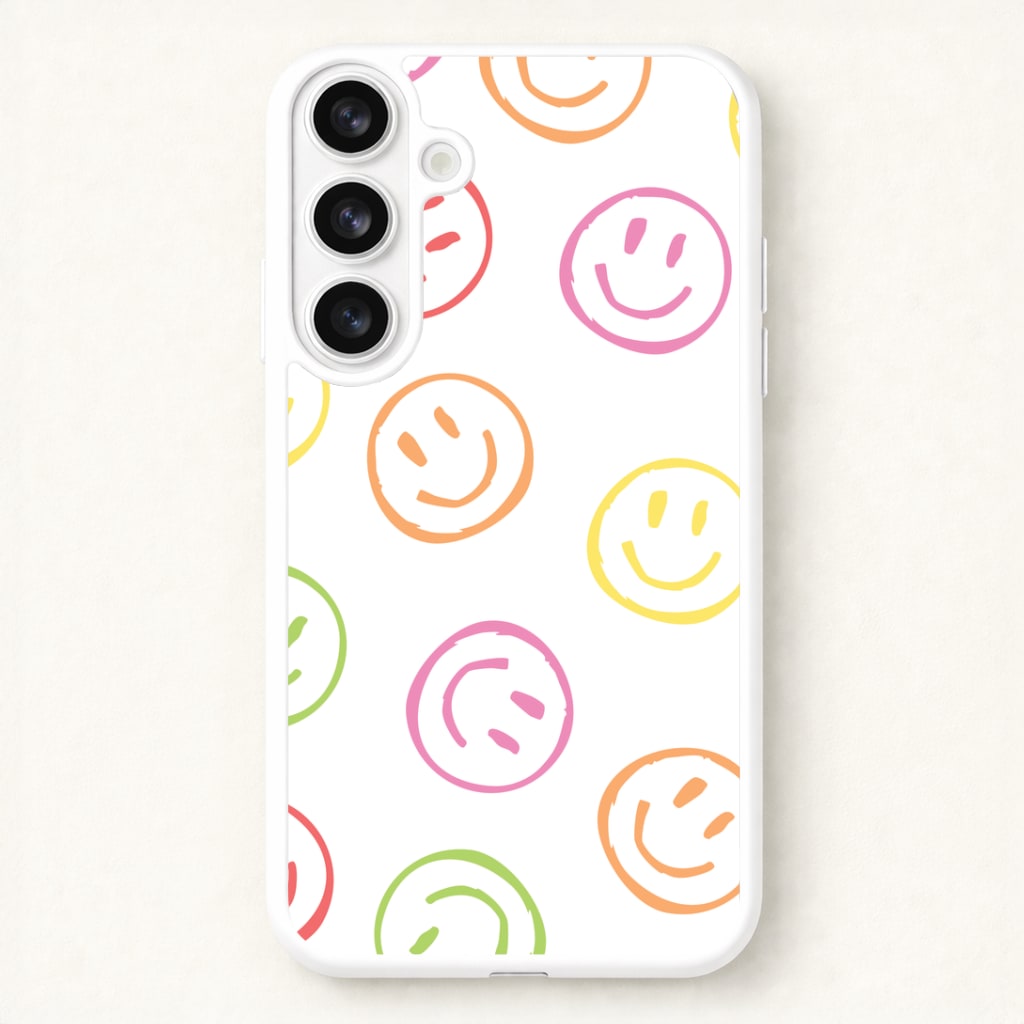 Colourful Sketched Smileys Pattern Phone Case for Galaxy S26 Plus