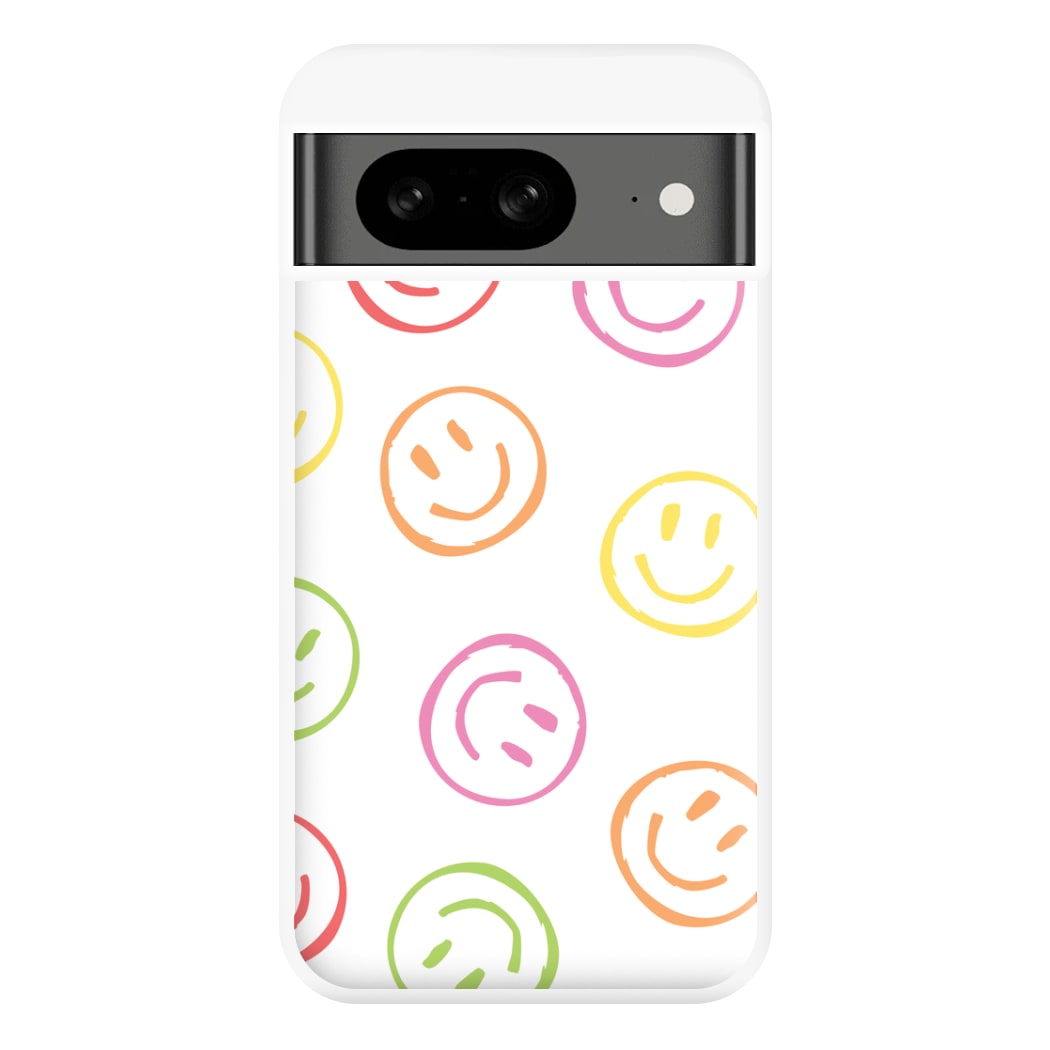 Colourful Sketched Smileys Pattern Phone Case for Google Pixel 8