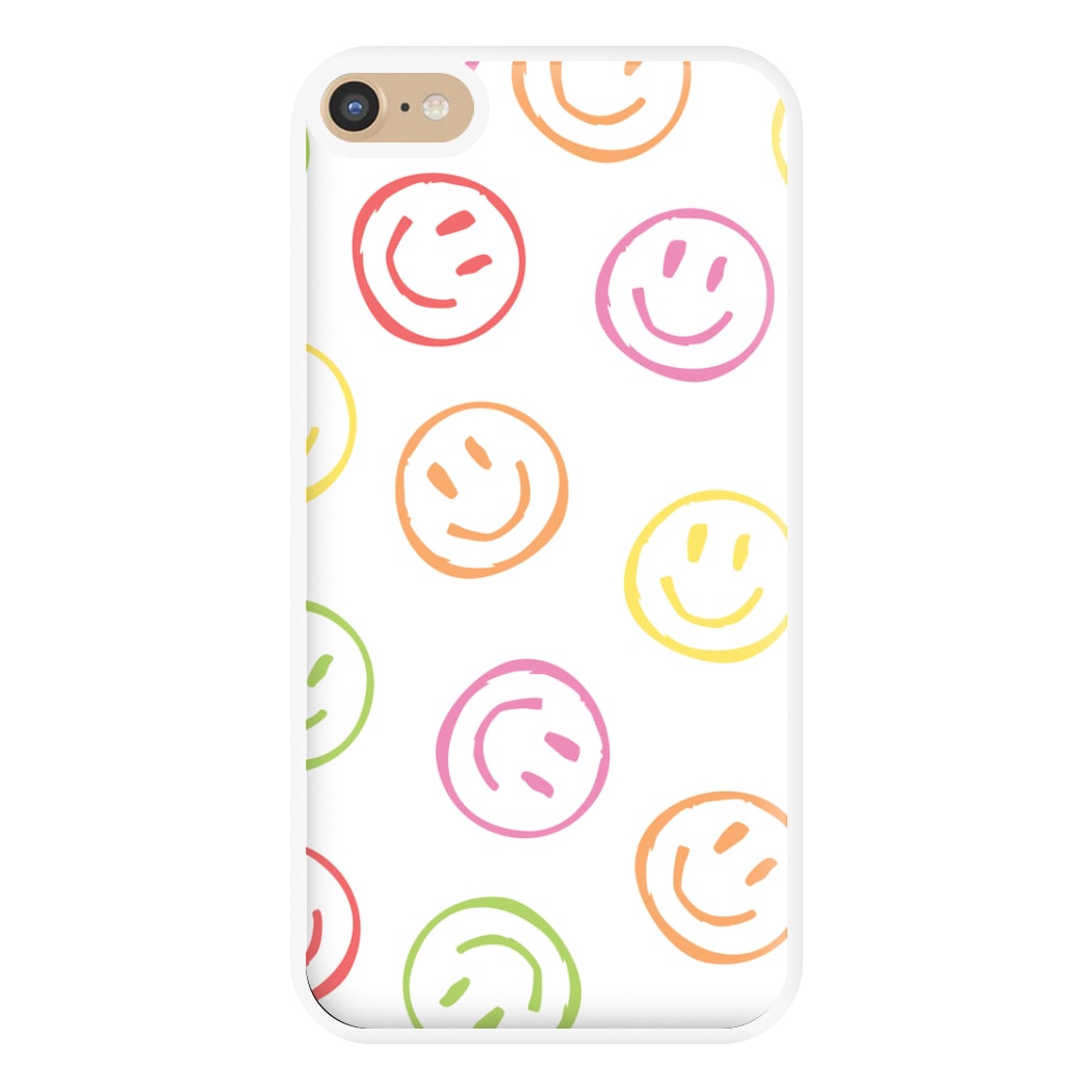 Colourful Sketched Smileys Pattern Phone Case for iPhone 6 Plus / 7 Plus / 8 Plus