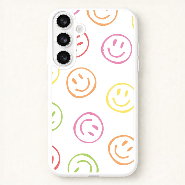 Colourful Sketched Smileys Pattern Phone Case for Galaxy S26