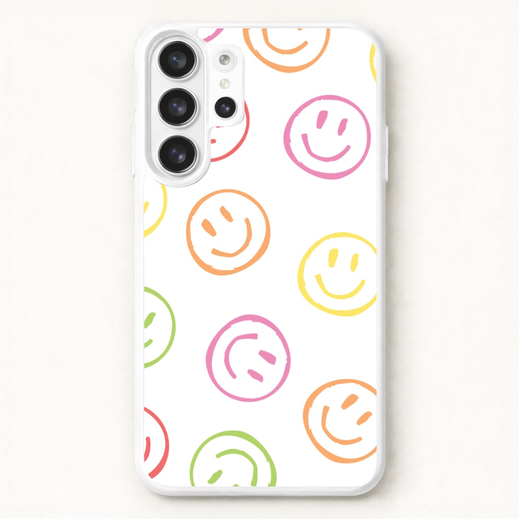 Colourful Sketched Smileys Pattern Phone Case for Galaxy S26 Ultra