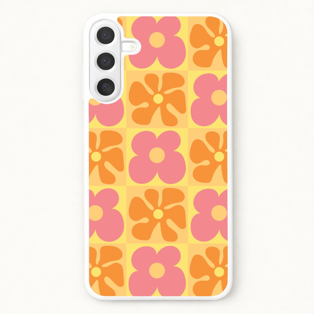 Summer Flowers Checkered Pattern Phone Case for Galaxy A57