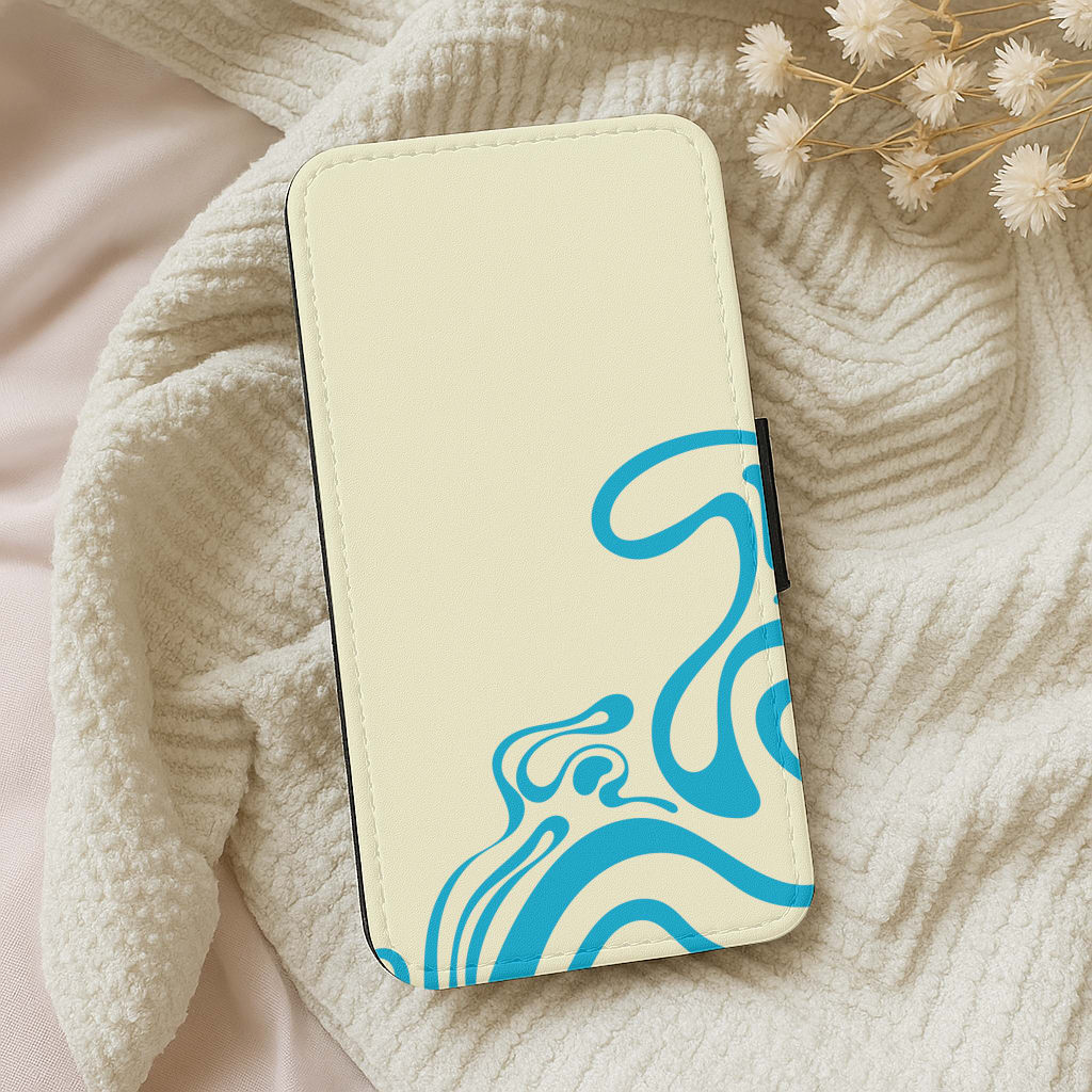 Blue Waves Corner Pattern Wallet Phone Case