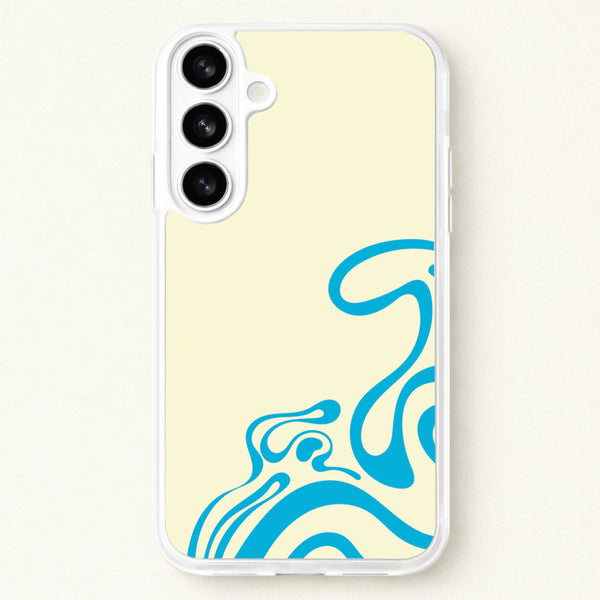 Blue Waves Corner Pattern Phone Case for Galaxy S26 Plus