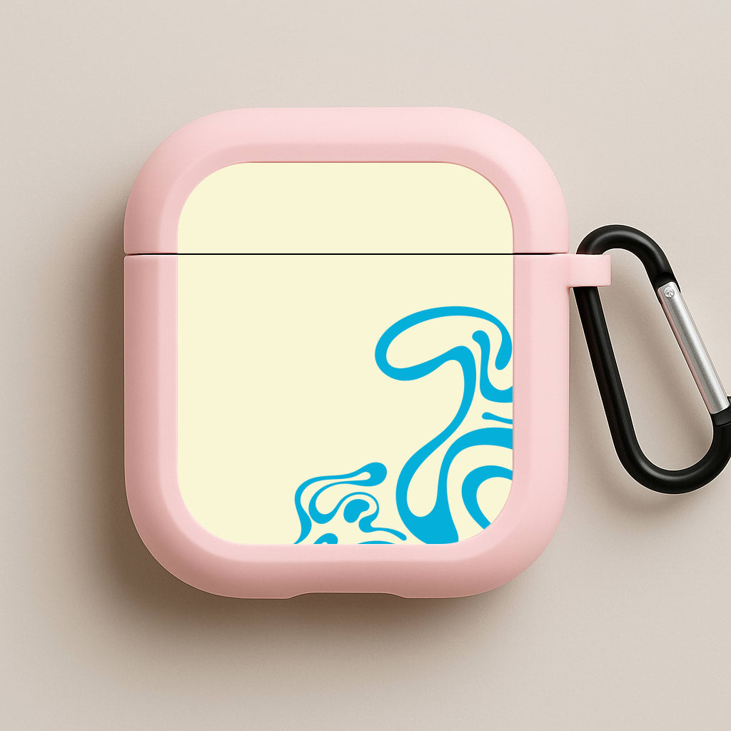 Blue Waves Corner Pattern Pink AirPods Case
