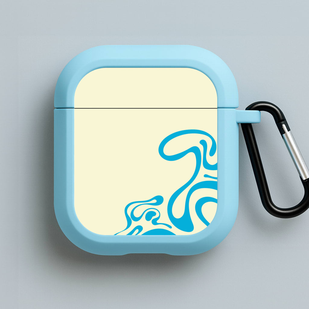 Blue Waves Corner Pattern Blue AirPods Case