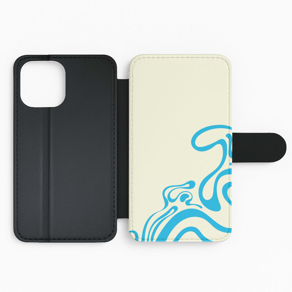 Blue Waves Corner Pattern Flip Phone Case