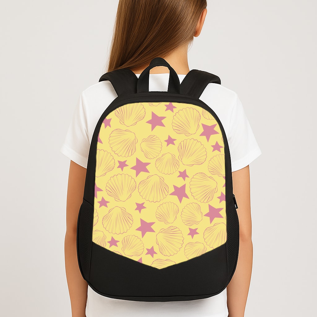 Seashells And Stars Yellow Pattern Backpack