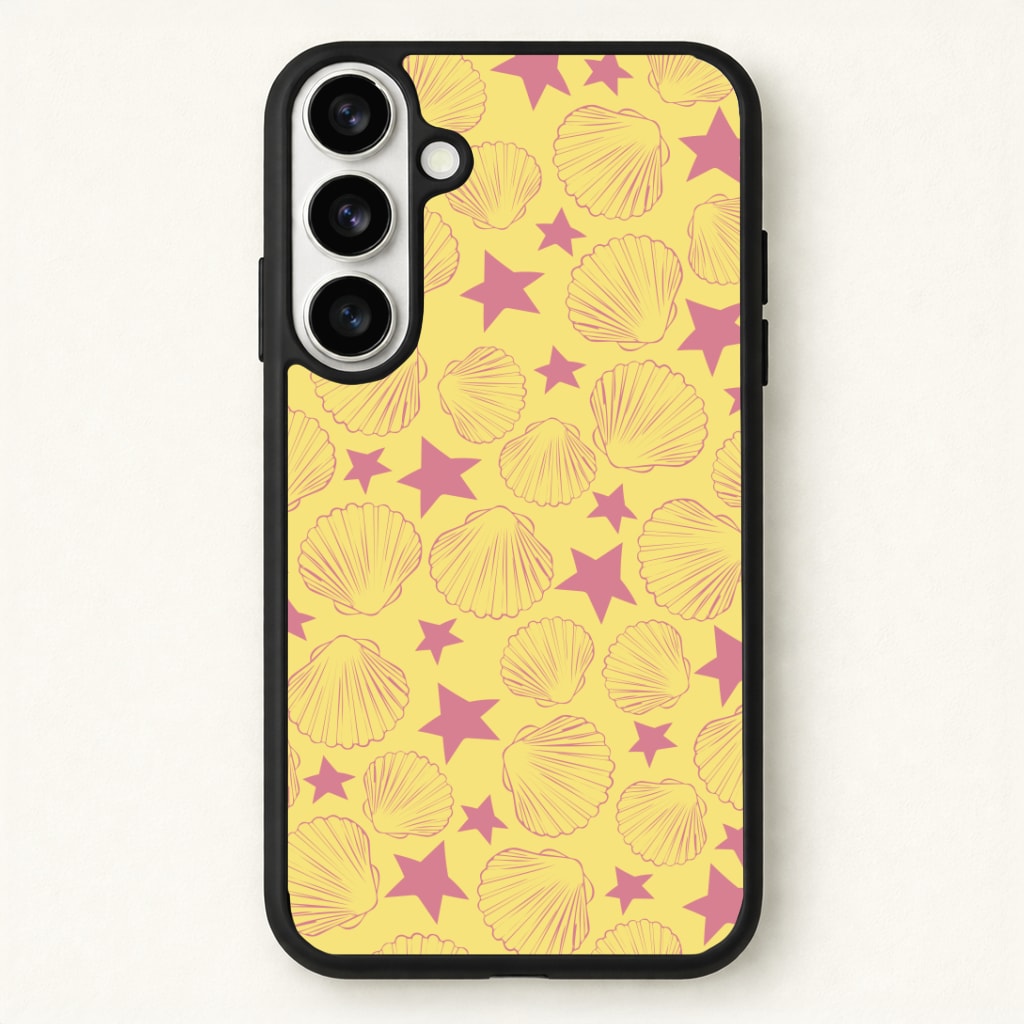 Seashells And Stars Yellow Pattern Phone Case for Galaxy S26 Plus