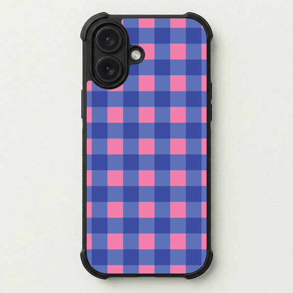 Pink And Blue Checkered Pattern Phone Case — Bumper case