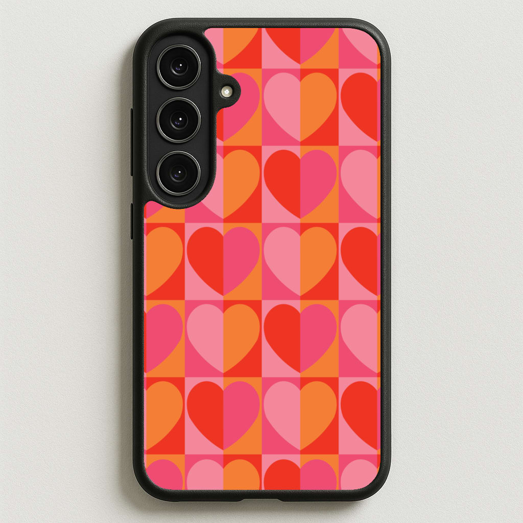 Sunset Hearts Pattern Phone Case for Galaxy S25FE