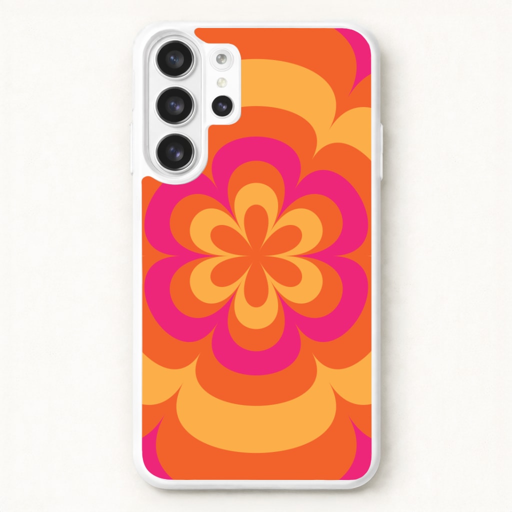 Sunset Trippy Flower Pattern Phone Case for Galaxy S26 Ultra