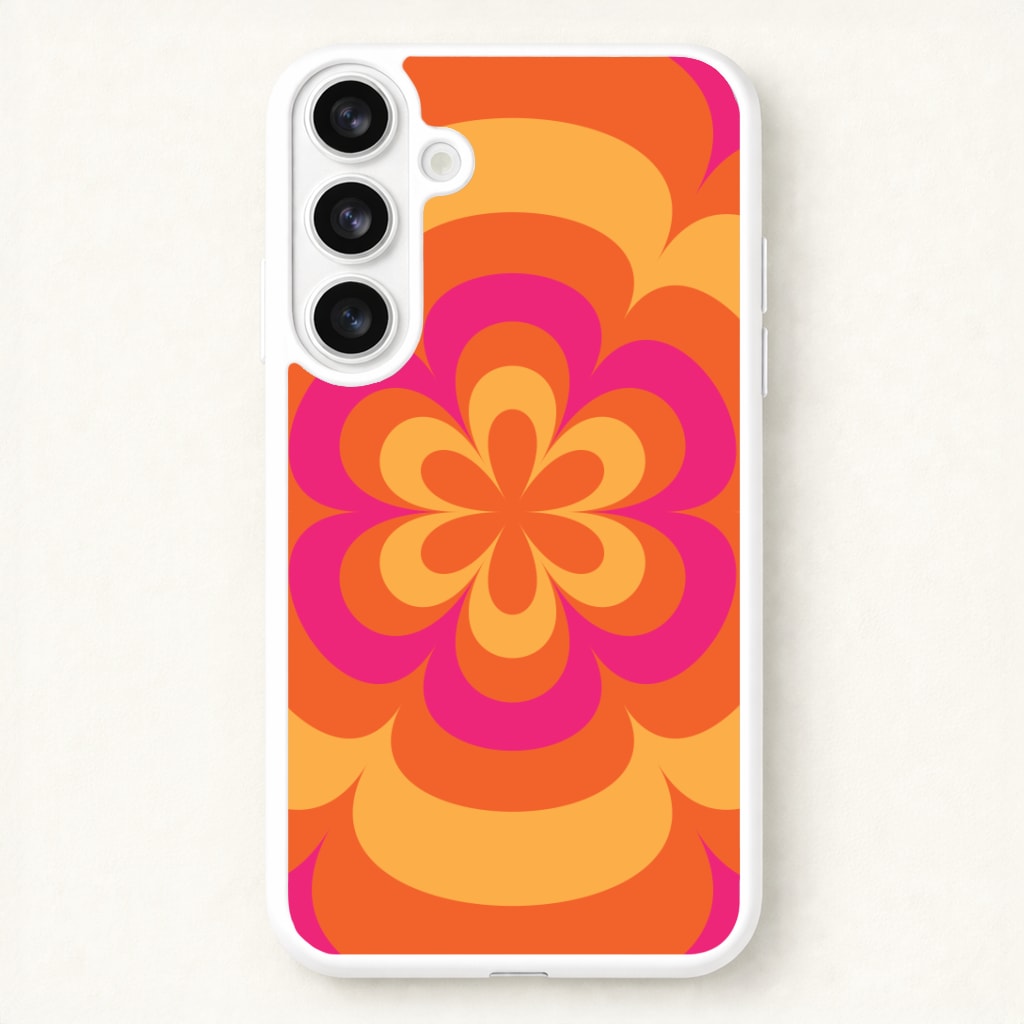 Sunset Trippy Flower Pattern Phone Case for Galaxy S26 Plus