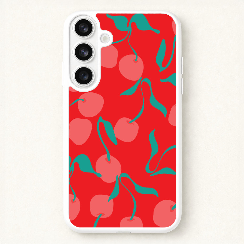 Red Abstract Cherries Pattern Phone Case for Galaxy S26 Plus