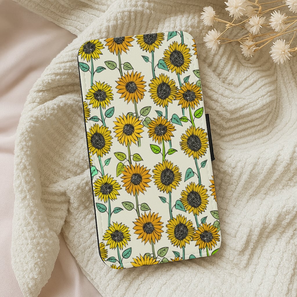 Painted Sunflowers Flip Wallet Phone Case