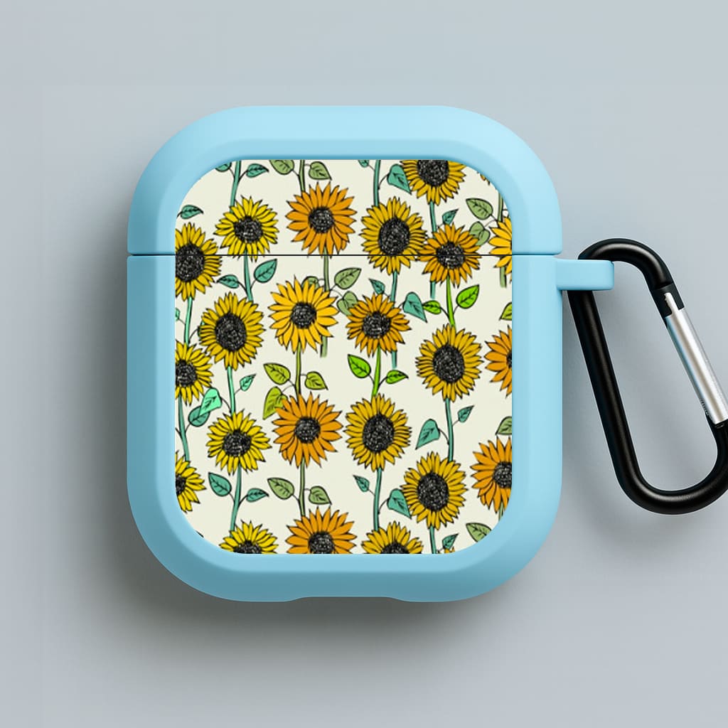 Painted Sunflowers Blue AirPods Case