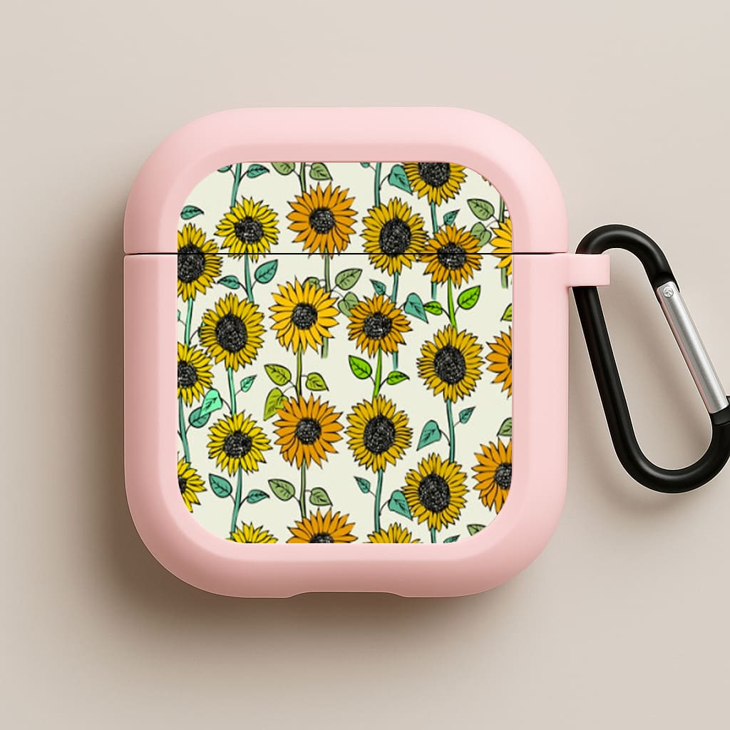 Painted Sunflowers Pink AirPods Case