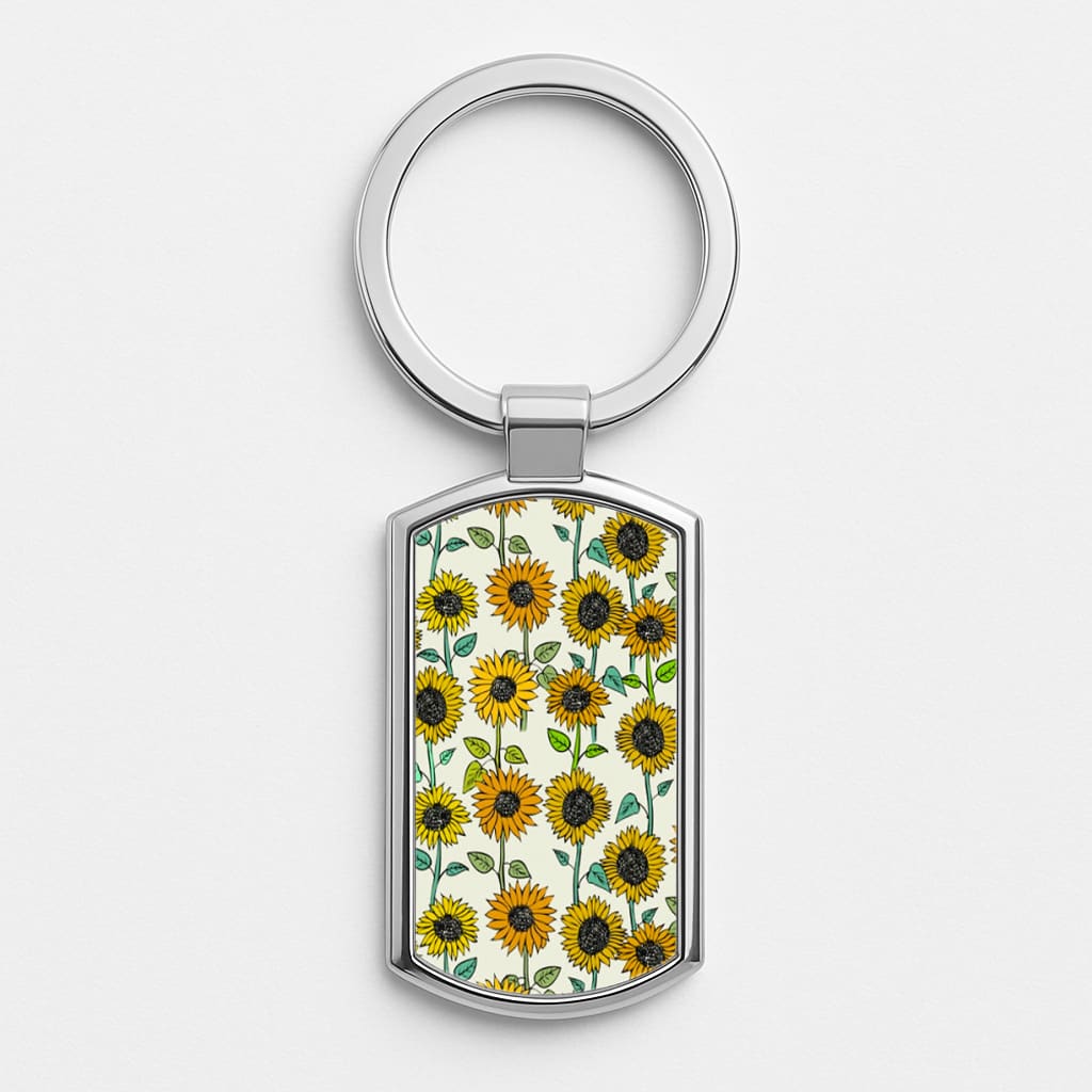 Painted Sunflowers Silver Keyring